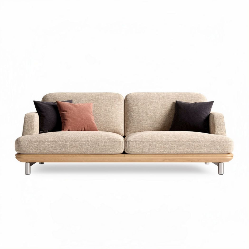 Canapé en tissu beige avec coussins décoratifs 200 x 90 x 80cm