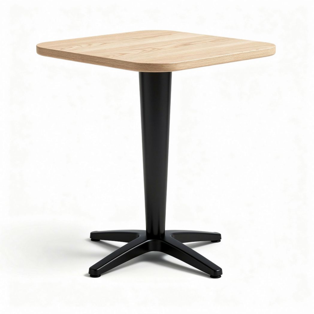 Table carrée en bois avec pied en métal noir 80 x 80 x 75cm pour salle à manger