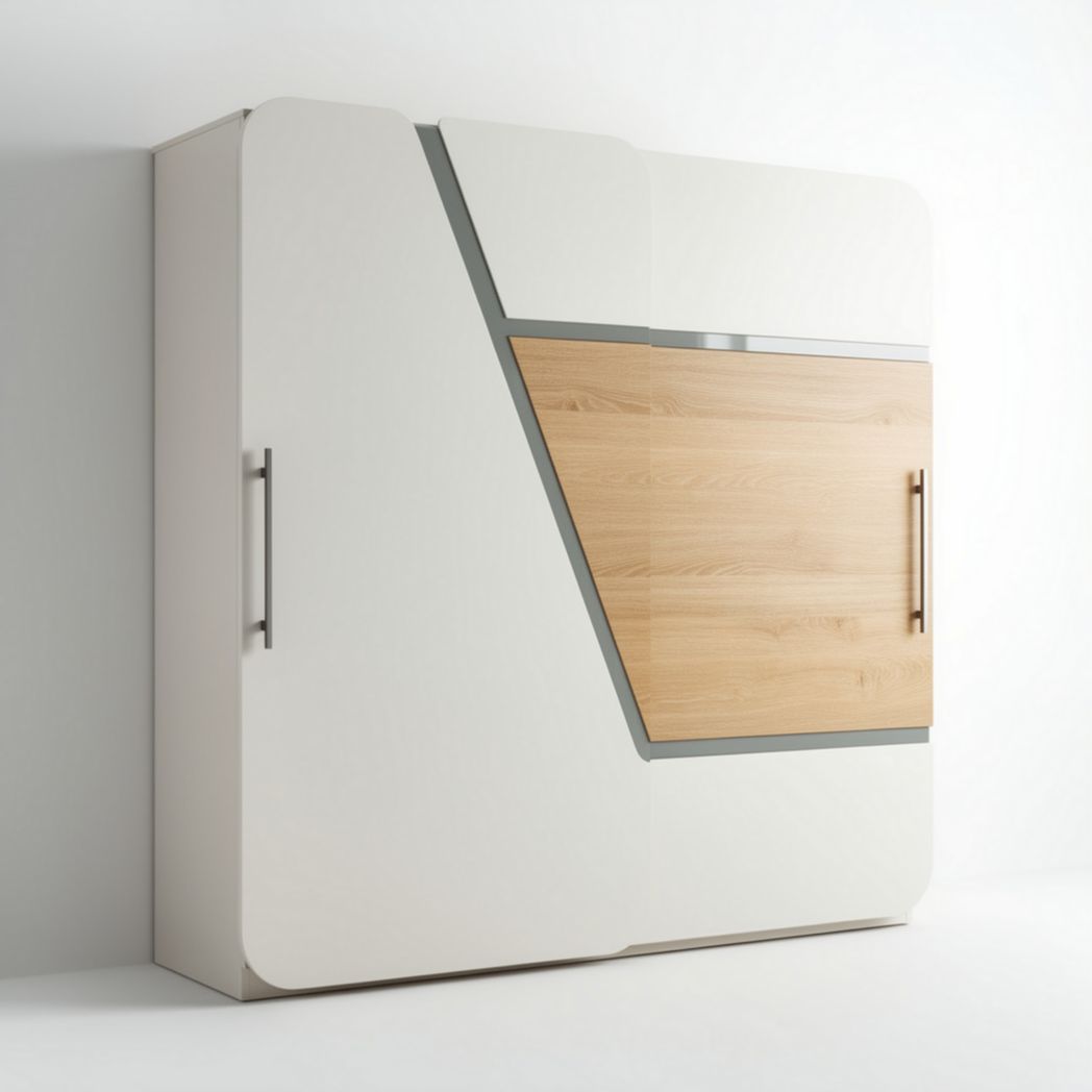 Armoire murale en bois et panneaux blancs 150 x 80 x 60 cm avec design moderne