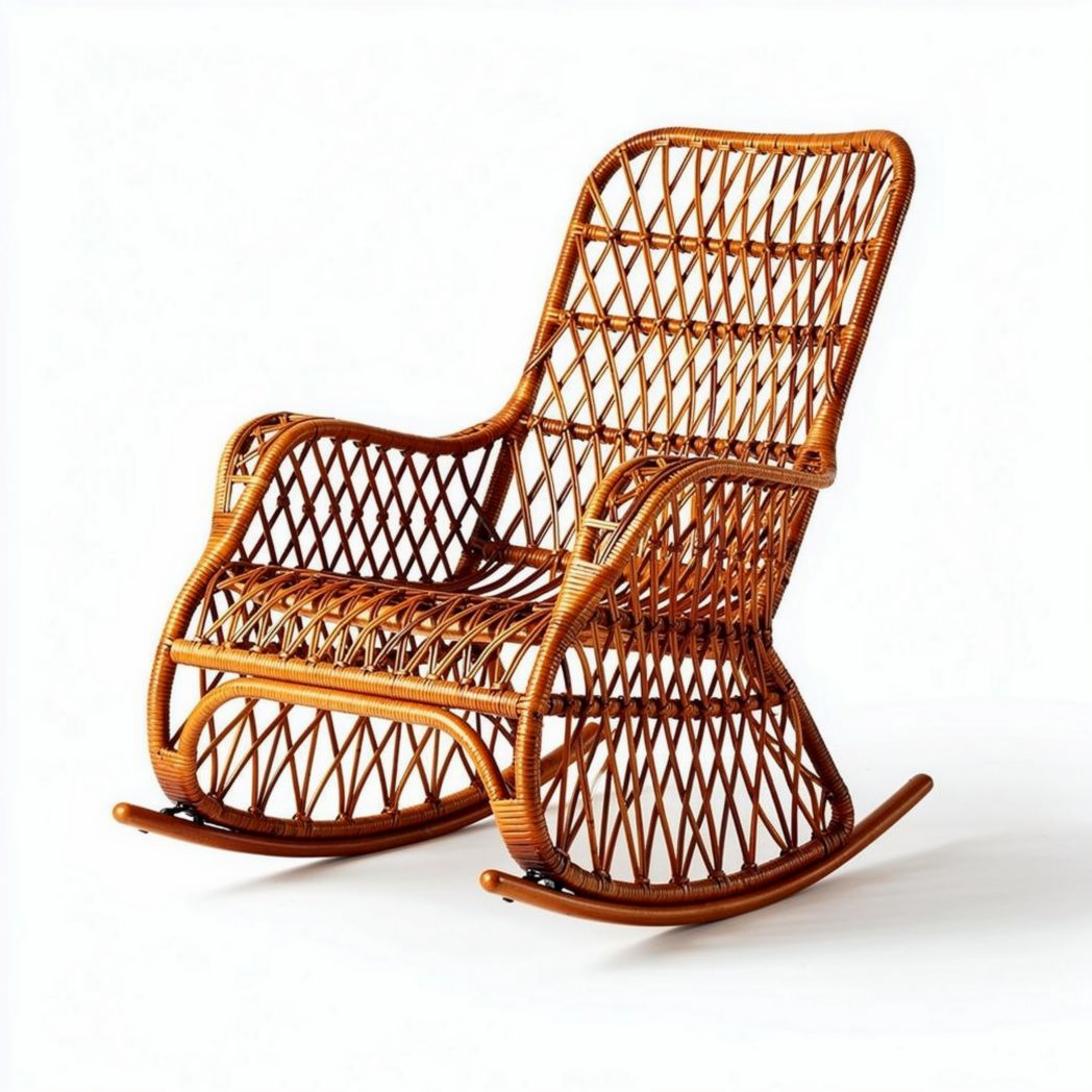 Fauteuil à bascule en rotin naturel dimensions 80 x 60 x 100cm