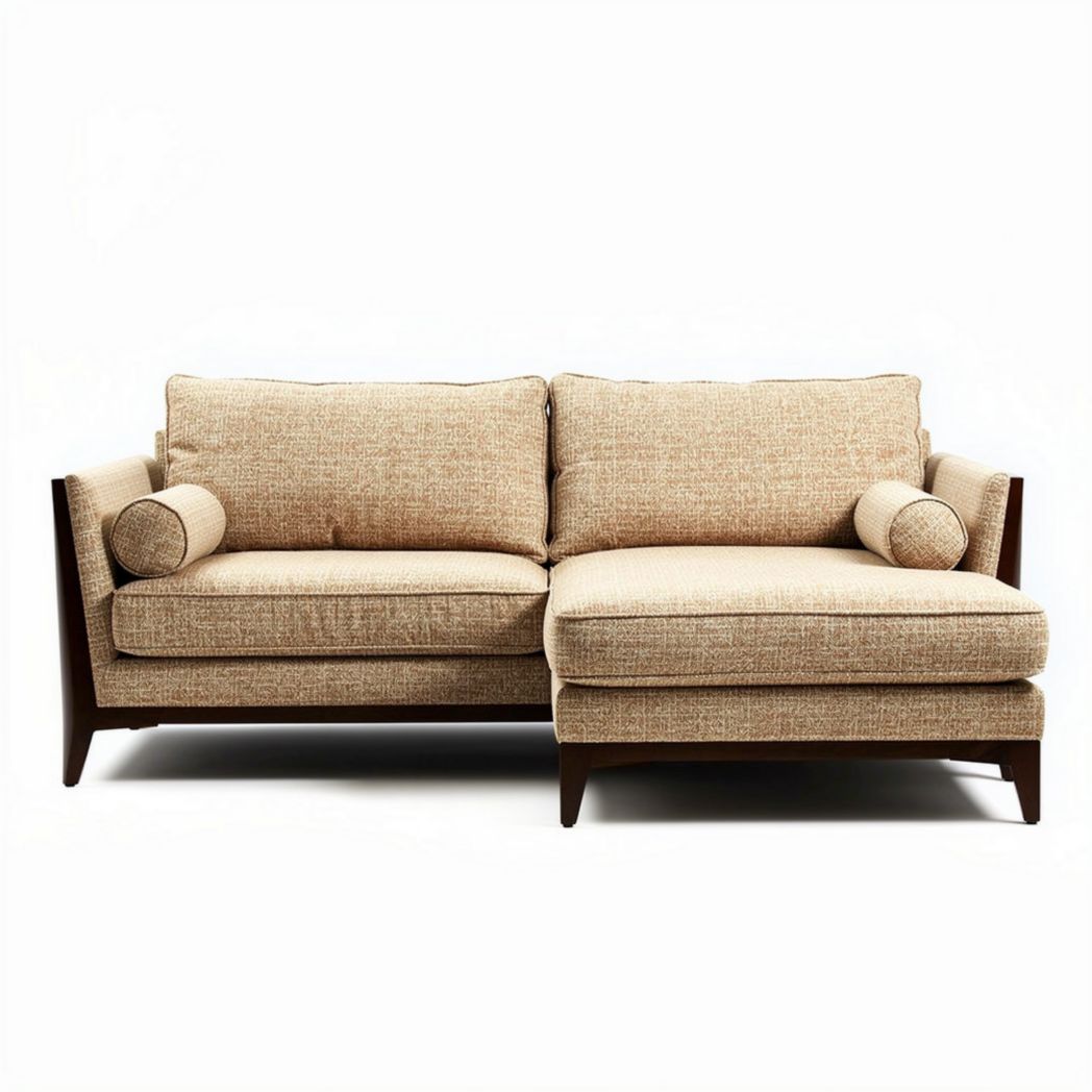 Canapé modulable en tissu beige et bois dimension 180 x 90 x 80cm